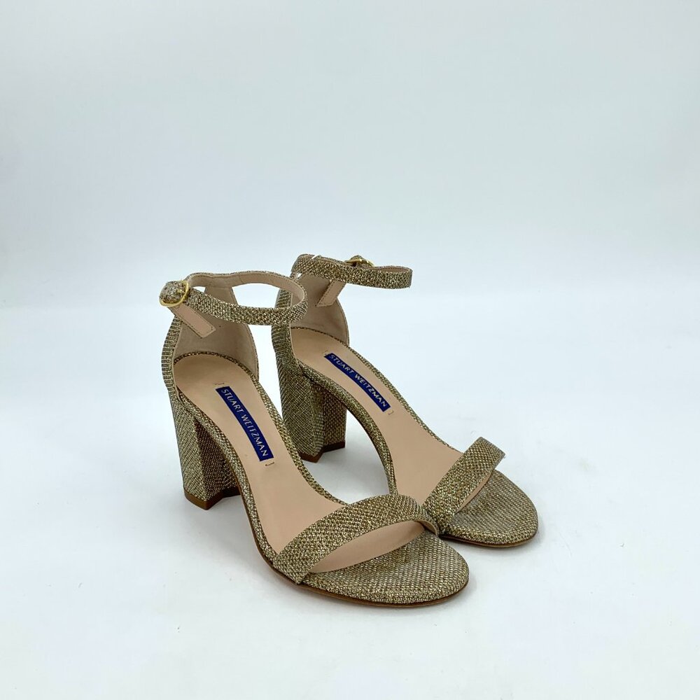 H15286 Stuart Weitzman Size 34 Gold Strap Chunky … - image 2